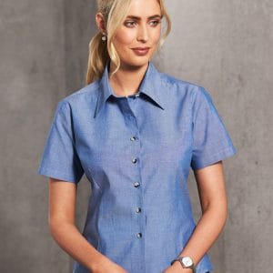 Ladies w/f S/S chambray shirt