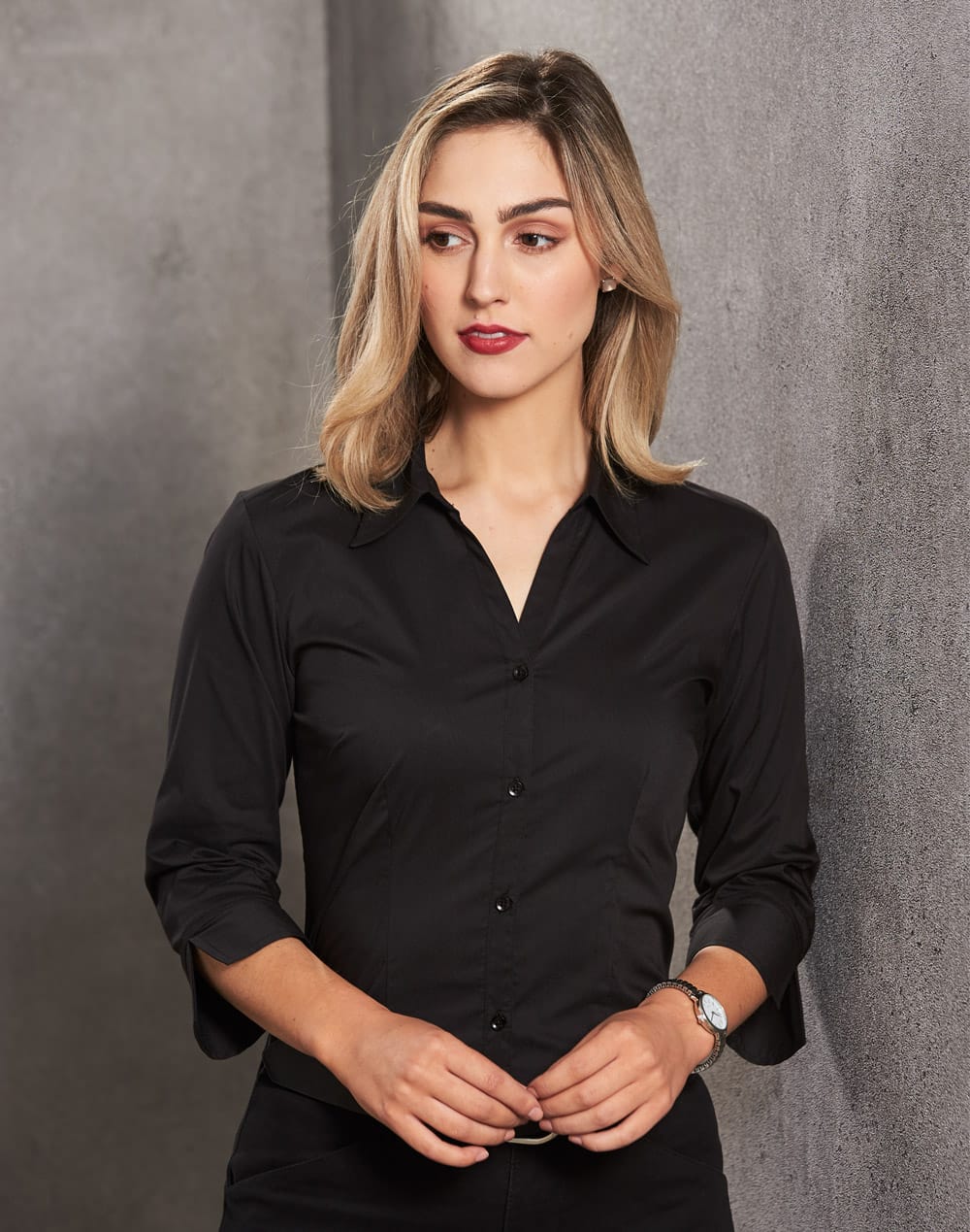 Ladies' 3/4 sleeve teflon shirt