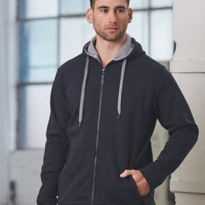 Men's Full Zip Contrast Fleece Hoodie