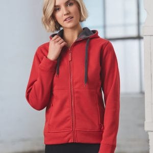 Ladies' Full Zip Contrast Fleece Hoodie
