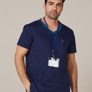 Men's Contrast Colour S/S Scrub Top