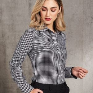 Women's Gingham Check Roll-up L/S Shirt