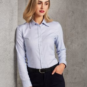 Ladies' Dot Contrast Long Sleeve Shirt