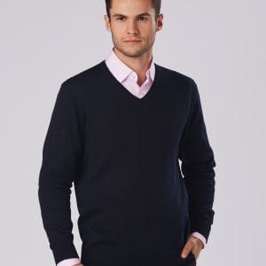 Men's 100% Merino Wool V Neck L/S Sweater