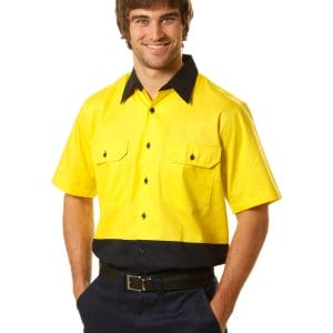 Hi-Vis two tone S/S cotton work shirt