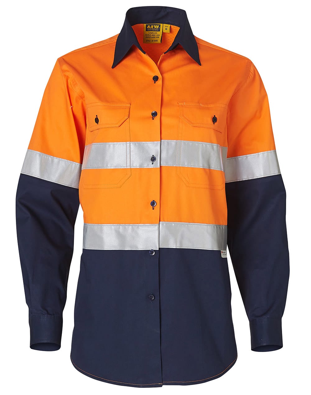 Ladies' Hi-Vis L/S Safety Shirt 3M Tape - Image 3