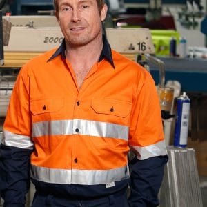 Men's Hi-Vis Cotton Twill  L/S Safety Shirt (3M tape)